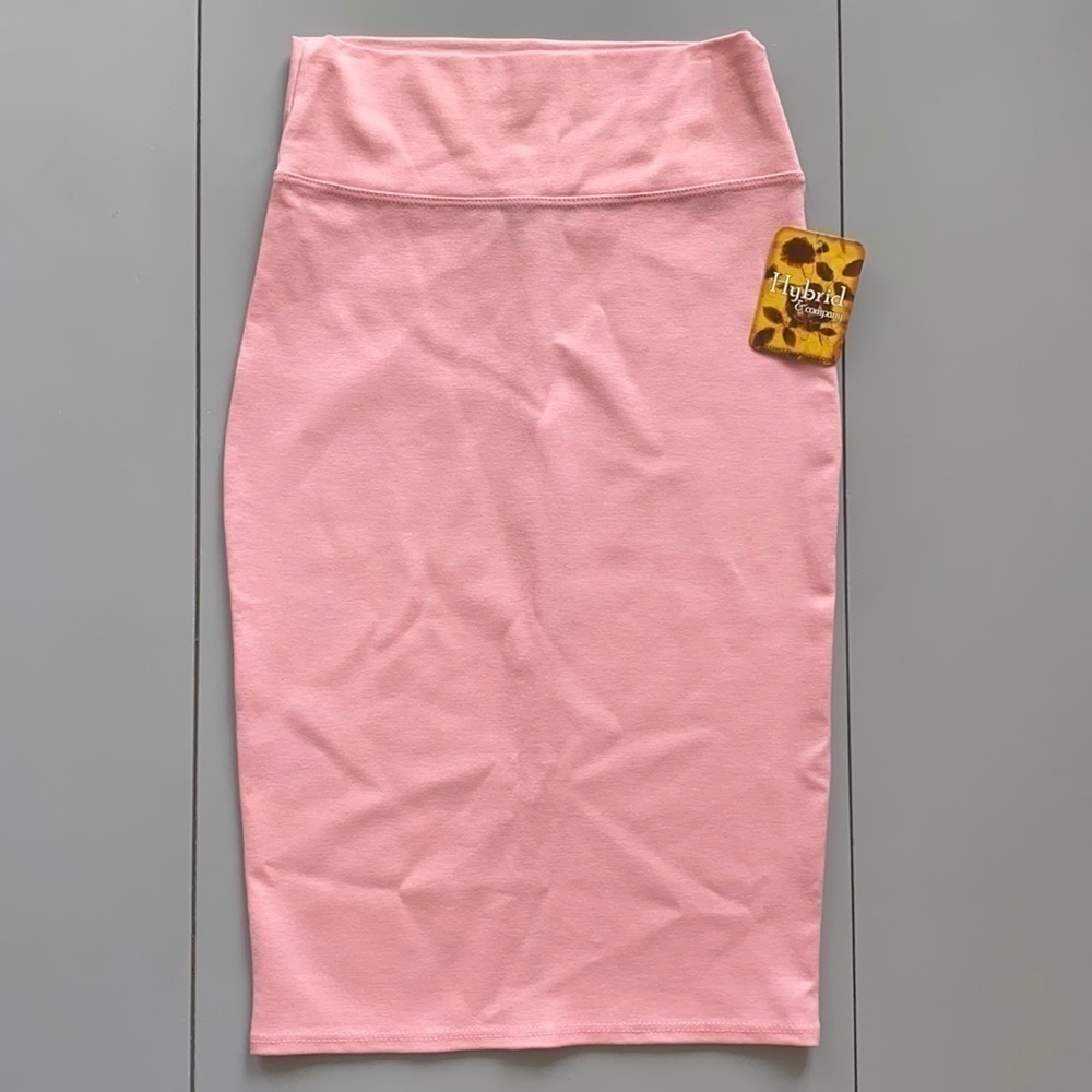Nwt Hybrid & Company High Waist Pink MIDI Skirt Size Medium